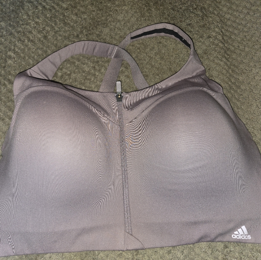 Adidas Women's Taupe Zipper Sports Bra